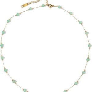 Beaded Choker Necklaces for Women 18k Gold Plated Dainty Gold Choker Necklaces f